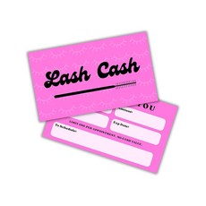 Lash 현금 상품권 카드 50팩 5.1x8.9cm2x3.5인치 속눈썹 연장 관리 지침 카드 충성도 펀치 카드 핫핑크 클라이언트 애프터케어 키트 백 워시 타월, Lash 현금 상품권 카드 50팩 5.1x8.9cm2x
