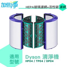 加倍淨 HEPA 玻璃濾網 活性碳濾網 適用 Dyson Pure 空氣清淨機 TP04 DP04 HP04, 1個, HEPA玻璃濾網+活性碳濾網