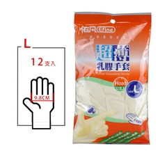 依凡超薄乳膠手套 S M L手套 防護 家事手套 工作手套 乳膠手套, L (12支), 1個