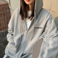 영문 레터링 자수 로고 여성 1컬러 후드집업 gns+3225yz