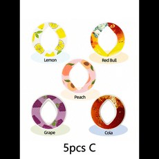 5/7pcs 곰 과일 음료 풍미 풍미 포드 크리 에이 티브 0 설탕 0 칼로리 풍미 반지 플라스틱 물병 스포츠 컵, 06 Oval 5pcs C