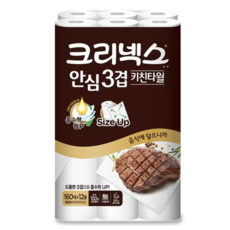 크리넥스 안심 3겹 키친타올 160매 주방타올, 12롤, 12개