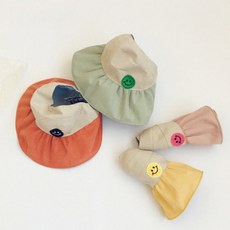 어린이 스마일돌돌이썬캡 밀짚모자 아동 귀여운모자햇빛 차단 여름유아 자외선차단
