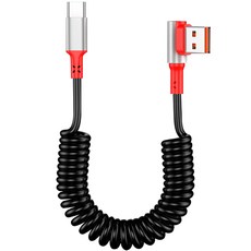 원스바이 90도 코일 C타입 고속충전 케이블, 1개, 블랙 x 2, 1.5m