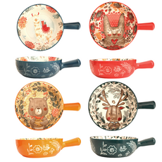 BLOWFISHFUGU 손잡이그릇4p홈식기 세트 캐릭터 손잡이 플레이팅 면기 세트, 4개, A+B+C+D