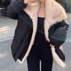 퍼카라점퍼 숏패딩 하이넥 여성점퍼