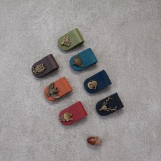 Be Two 真皮集線器 線材收納捲線器 頭層牛皮皮革禮物 一組二入, 1個, 站立貓頭鷹深咖牛皮 ×1,小樹抹茶綠牛皮 ×1