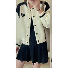 配色棒球風外套 #4906 水貂絨 黑白配色 經典百搭 棒球外套