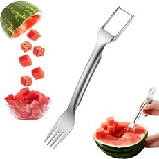 수박 포크 슬라이서 도구 2 in 1 커터 듀얼 헤드 및 과일 절단 주방 기기용 유용한