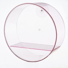 泡泡瑪特壁掛免打孔手辦櫃收納盒透明防塵展示盒圓形潮玩盲盒公仔 交換禮物, 1個, 粉色