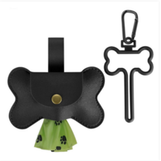 곰돌이펫 강아지 산책 배변봉투 파우치 뼈다귀 모양 케이스 디스펜서 산책필수템, 1개, 핑크