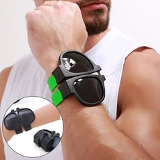 미즈코스 손목에 차는 스포츠 선글라스 남녀공용 선글라스 접이식 팔찌 스포츠, 1세트, 검정+그린