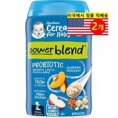Gerber 유아용 프로바이오틱 오트밀 시리얼 227g 1개, 2개, 복숭아 사과 맛