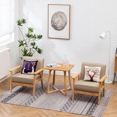 陽臺一桌兩椅組閤三件套現代簡約民宿酒店小茶幾休閒北歐實木沙髮陽臺小桌椅 戶外桌 陽臺桌椅 休閑桌椅子 桌子 IUL9, 兩椅一V腳方桌（顏色請備註）