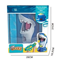 兒童節禮物 打我鯊 打我鼠 空氣軟彈槍 打我鴨 呆萌龍 射擊玩具 軟彈槍 聲光玩具, 1個, 打鯊魚(可走動.單槍12彈)
