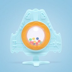 DFMEI 母嬰硅膠牙膠飛機搖鈴磨牙器寶寶咬咬樂卡通益智磨牙棒, 1個, 如圖, 藍色飛機牙膠