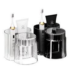 투데이리빙 2p 세트 칫솔꽂이 거꾸로 양치컵 양치 칫솔 치약 수납 욕실 벽걸이 정리 홀더, 2개, R98696Q(투명