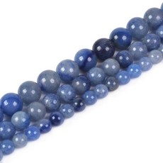 Blue Aventurine 6mm 원석 라운드 루즈 스트랜드 비즈 DIY 목걸이 팔찌 주얼리 제작용 38.1cm(15인치), 8mm, 블루 어벤츄린