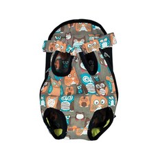 可愛貓頭鷹圖案寵物前置外出背包 小型犬貓適用 透氣舒適 可調節肩帶, 棕色貓頭鷹, 1個