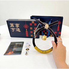 모모커머스 행운을 가져다주는 소코뚜레 현관종 문종 집들이/개업/이사 선물_2컬러, 금색_아래 다지인_소