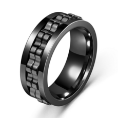 콤마즈 피젯링 링스피너 반지 스트레스해소 피젯토이 키덜트, 블랙, 1개, 9호