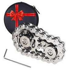 성인 및 청소년용 금속 피젯 스피너 장난감 피젯 바이크 체인 통증 자극 피젯 장난감 청소년용 ADHD 멋진 가제트 불안 완화 스트레스 도구 감각 뾰족한 장난감 자폐증 책상 사무, 실버