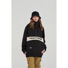 엔쓰리 NNN - 3L 기모 RD77 Hood Anorak - JACKET - 블랙+아이보리 [오로라 나염]/ 남녀공용 스노우보드복 스키복 자켓