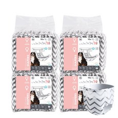 벨기에 엠펫츠 여아용 애견 강아지 기저귀 40매, XX-대형, 4개, 10개입