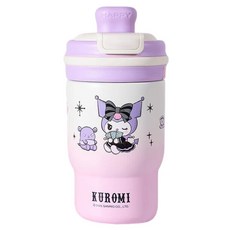 StarR 패밀리 시리즈 캐릭터 일러스트 플립 커버 보온병, 쿠로미 퍼플, 1개, 410ml 쿠로미 퍼플, 1개, 410ml