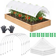 243.8 x 99.1cm(96 x 39인치) 화이트 가든 쉐이드 키트 후프가 있는 60% 자외선 차단 정원 쉐이드 천 야외 파티오 높은 침대 열 보호용 자외선 차단 원단, 243.8 x 99.4cm(96