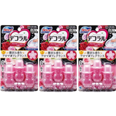 코바야시 블루렛 데코라루 꽃 모양 변기 세정제 아로마 핑크 로즈의 향기 30일분 x 3개세트, 3개, 7.5ml