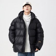 CHINE BLACK 連帽羽絨服男士外套 寬鬆潮流面包服