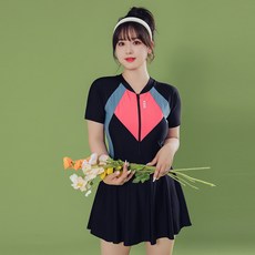 여성 빅사이즈 핑크 블루 반팔 래쉬가드 원피스 수영복