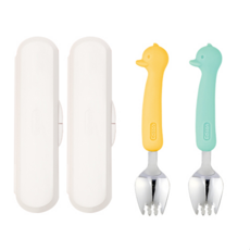 에디슨 실리콘 스포크 케이스 세트 베이비, 2종 스포크+케이스, 오리 옐로우+민트, 1세트