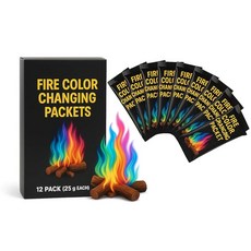 Magic Campfire 파이어 색상 변경 패킷 - 12팩 각 25g 화덕 모닥불 벽난로용 무지개 마법의 불꽃 실내 및 실외 사용 장작불용 캠핑 액세서리 127717