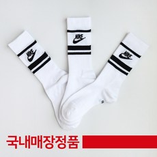 나이키 데일리 드라이핏 크루 삭스 스포츠 장목 양말 (3켤레) DX5089-103, 화이트/블랙, 1세트