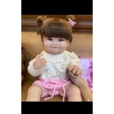 NPK正品仿真娃娃重生娃娃嬰兒軟膠公主女孩玩具55cm可洗澡 兒童節, 1個, 開心  *55CM頭髮假髮套的可22