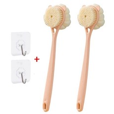 배로나 샤워볼부착 긴손잡이 양면목욕용품 부드러운 바디브러쉬, 1세트, 2개입, 핑크