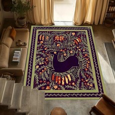 토끼와 달 민족 녹색 카펫 거실과 침실에 장식 모로코 미끄럼 방지