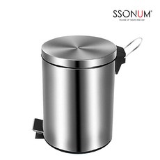 SSONUM 스텐레스 페달휴지통 5L, 혼합색상, 1개