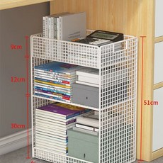 이동식 책상밑 선반 정리대 데스크 철제 화이트 대형, 1개, L. 흰색 3겹 중간 길이의 드레스 - 거친 메쉬 소재