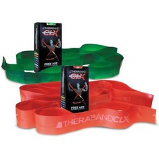 THERABAND CLX 저항 밴드 (고리 포함) 가정 운동 및 트레이닝용 피트니스, 5 Foot (2 Pack), Red/Green - Medium/Heavy
