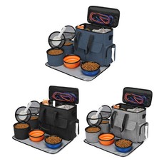 跨境新款大容量寵物旅行包多功能摺疊包便攜戶外大容量狗糧收納包, 1個, 33*17*38cm(包含2個可摺疊碗)