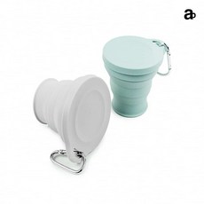 휴대용 접이식 실리콘 컵 가벼운 폴딩컵 등산 캠핑 여행 양치 접이식실리콘컵, 그린