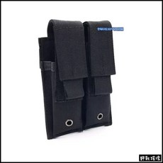 野戰搖滾手槍雙聯彈匣袋、彈夾袋【黑色、狼棕色、軍綠色】折疊刀套電筒套手槍彈匣袋生存遊戲工具刀套電筒包彈藥包彈藥袋, 1個, 雙聯-黑色, 黑色