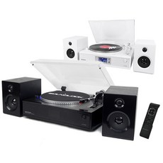 사운드룩 LP턴테이블5080PRO 양방향 블루투스 트윈우퍼 패시브 스피커 CD플레이어 USB카드SD MP3재생 라디오 AUX 더스트커버 리모컨 5가지이퀄라이저, SLT-5080PRO(블랙)