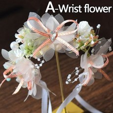 웨딩화관 셀프웨딩 화관 꽃 헤어장식 스몰웨딩 헤드기어 손목 세트 매력, 손목 꽃