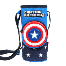 마블 캡틴아메리카 방패 물병 크로스 주머니, 블루, 1개