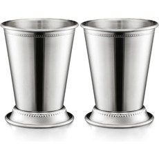 ZEAYEA 민트 줄렙 컵 2개 세트 파티 바 홈 레스토랑용 클래식 스테인리스 스틸 잔 맥주 주스 음료용 12온스 메탈 칵테일 실버