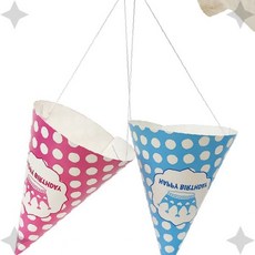 축하 행사 파티용품 어린이 생일 축제 장식 원뿔형 삼각 뾰족 종이 헤드, 1개, 핑크